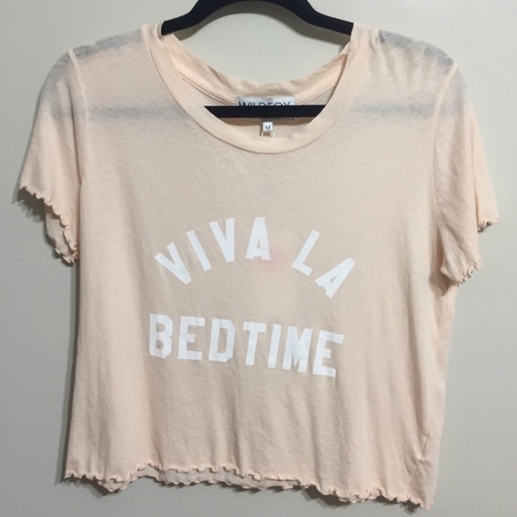 NWT Wildfox Light Pink Viva La Bedtime Crop Tee - Picture 2 of 8